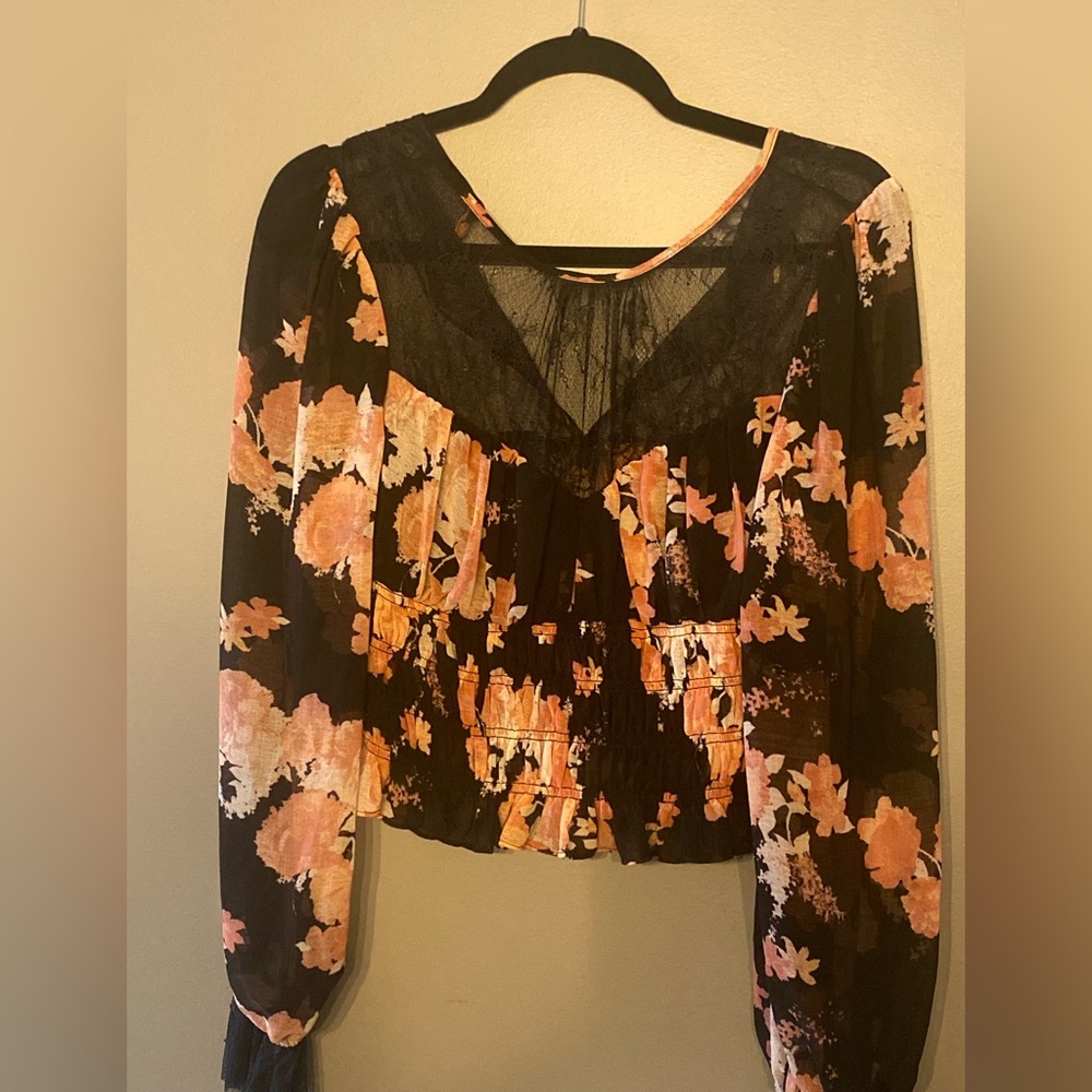 FREE PEOPLE Black lace shirt